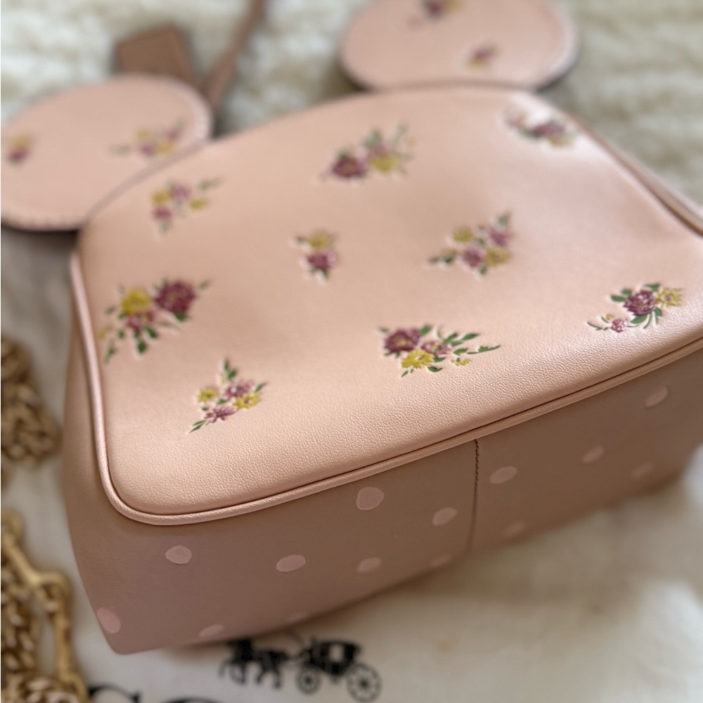 Coach Pink Floral Kiss-Lock Crossbody with Gold Chain - Picture 6 of 6